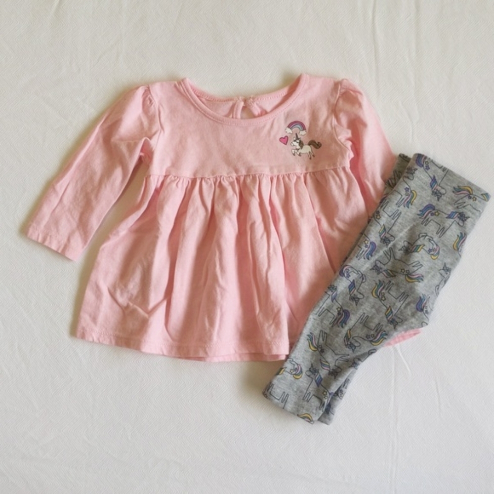 george unicorn babydoll top & leggings matching outfit set 3-6 months baby girl